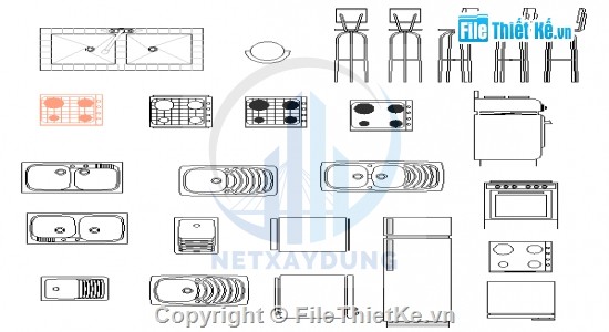 File thiết kế Bản vẽ file cad thiết bị nhà bếp